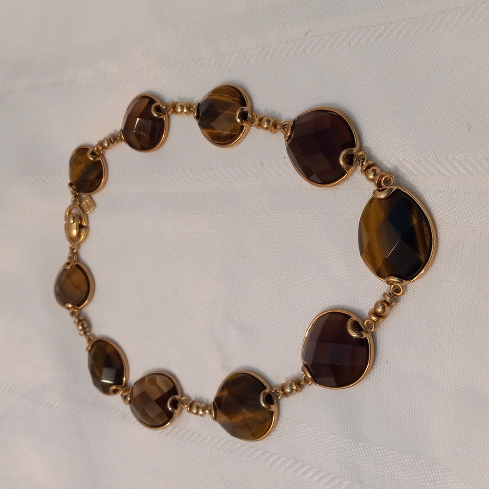 Anitque  Cabichon Style Brown and Gold Necklace